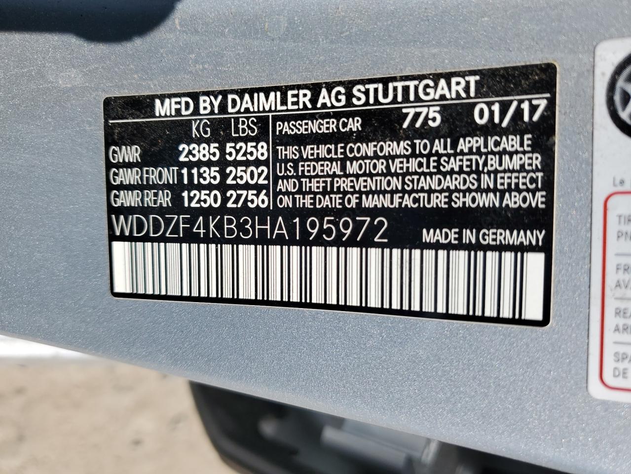 WDDZF4KB3HA195972 2017 Mercedes-Benz E 300 4Matic