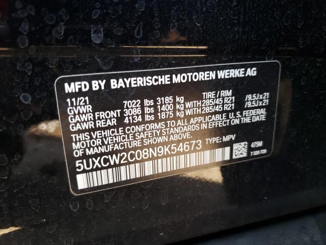 2022 BMW X7 XDRIVE4 5UXCW2C08N9K54673