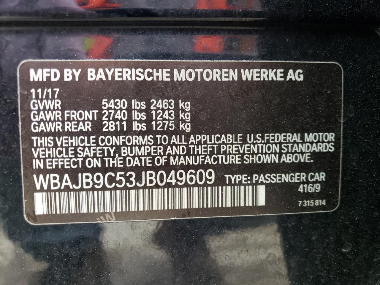 WBAJB9C53JB049609 2018 BMW M550Xi