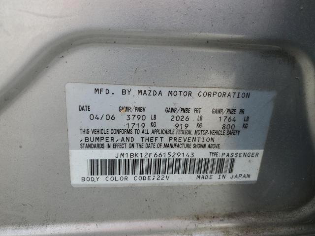 2006 Mazda 3 I VIN: JM1BK12F661529143 Lot: 51483304