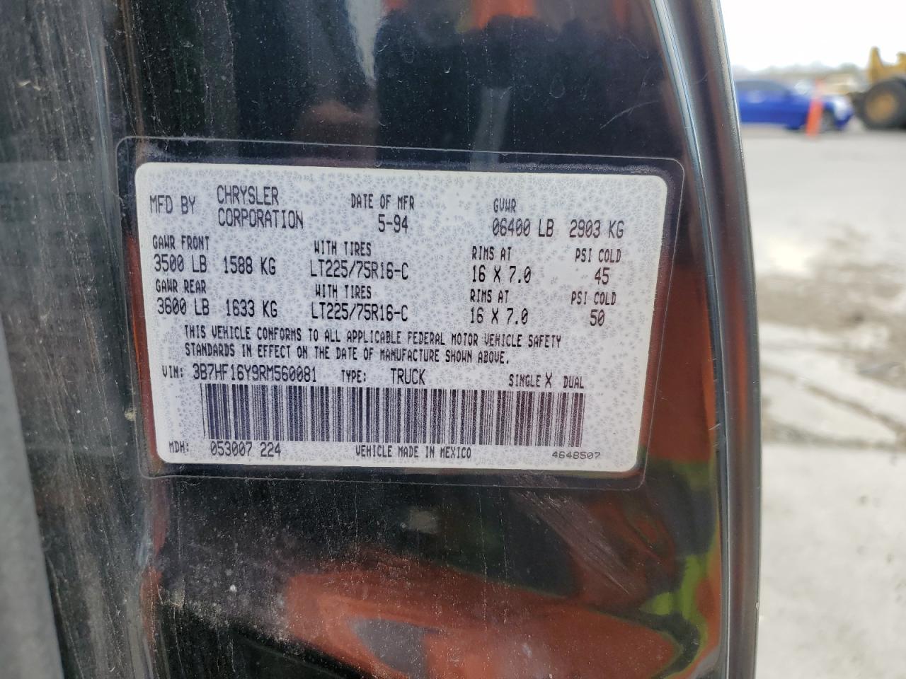 3B7HF16Y9RM560081 1994 Dodge Ram 1500