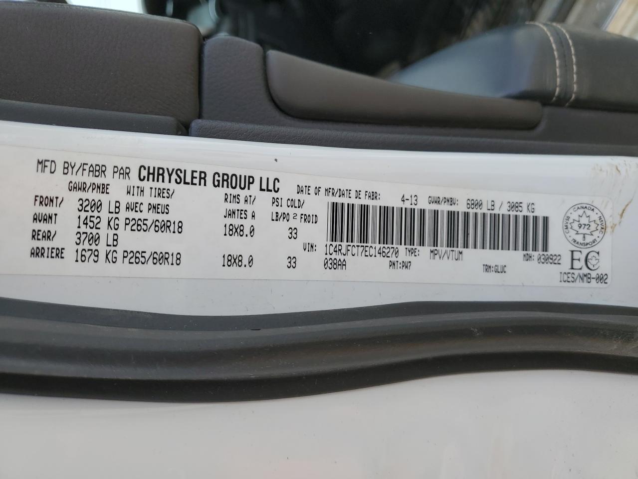 1C4RJFCT7EC146270 2014 Jeep Grand Cherokee Overland