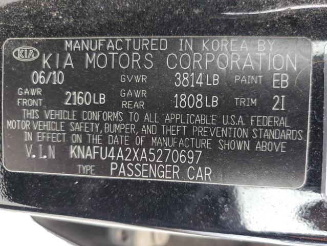 2010 Kia Forte Ex VIN: KNAFU4A2XA5270697 Lot: 51071384