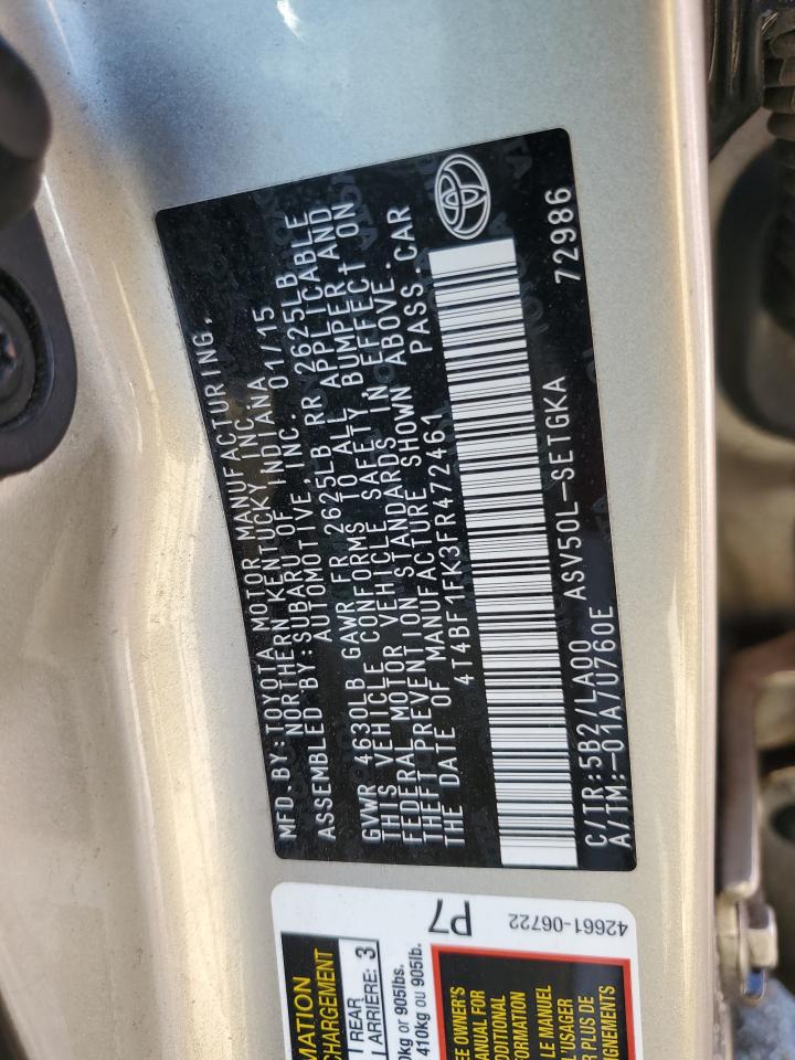 4T4BF1FK3FR472461 2015 Toyota Camry Le