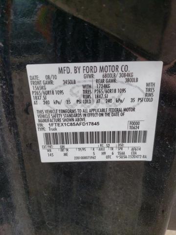 2010 Ford F150 Super Cab VIN: 1FTEX1C85AFD17845 Lot: 50504504