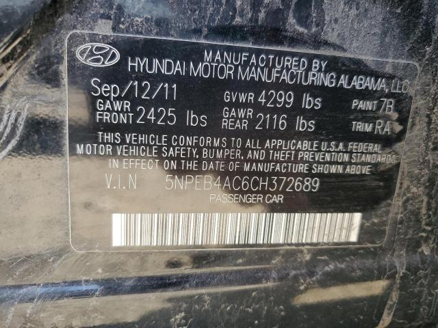 2012 Hyundai Sonata Gls VIN: 5NPEB4AC6CH372689 Lot: 52344384