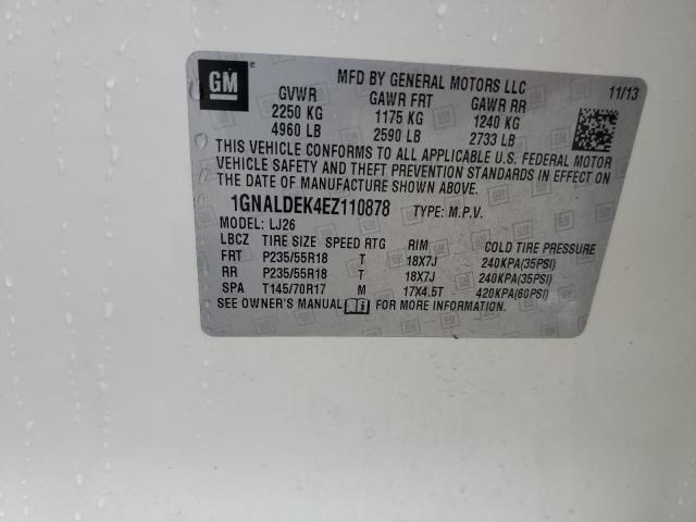 2014 Chevrolet Equinox Ltz VIN: 1GNALDEK4EZ110878 Lot: 49969544