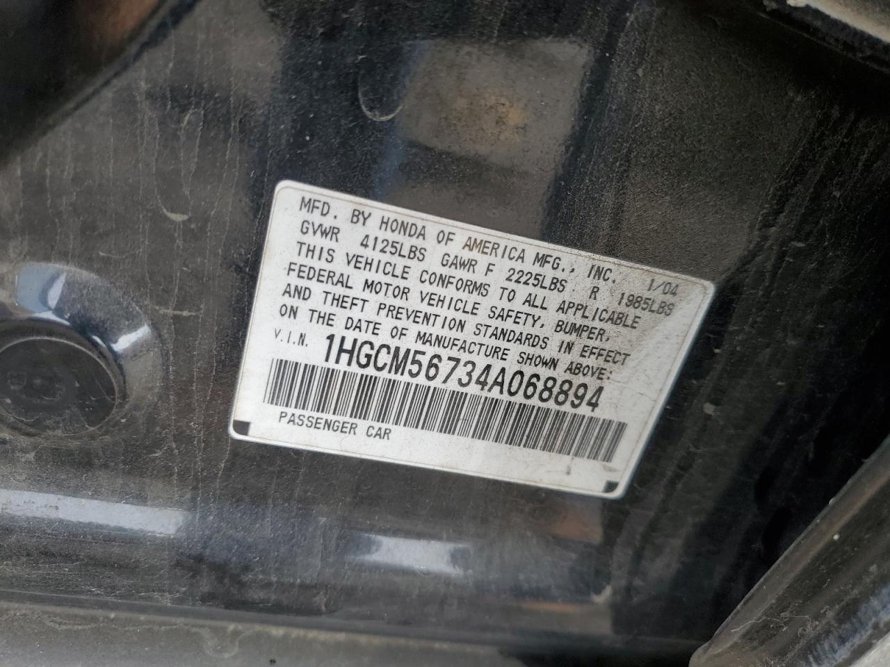 1HGCM56734A068894 2004 Honda Accord Ex