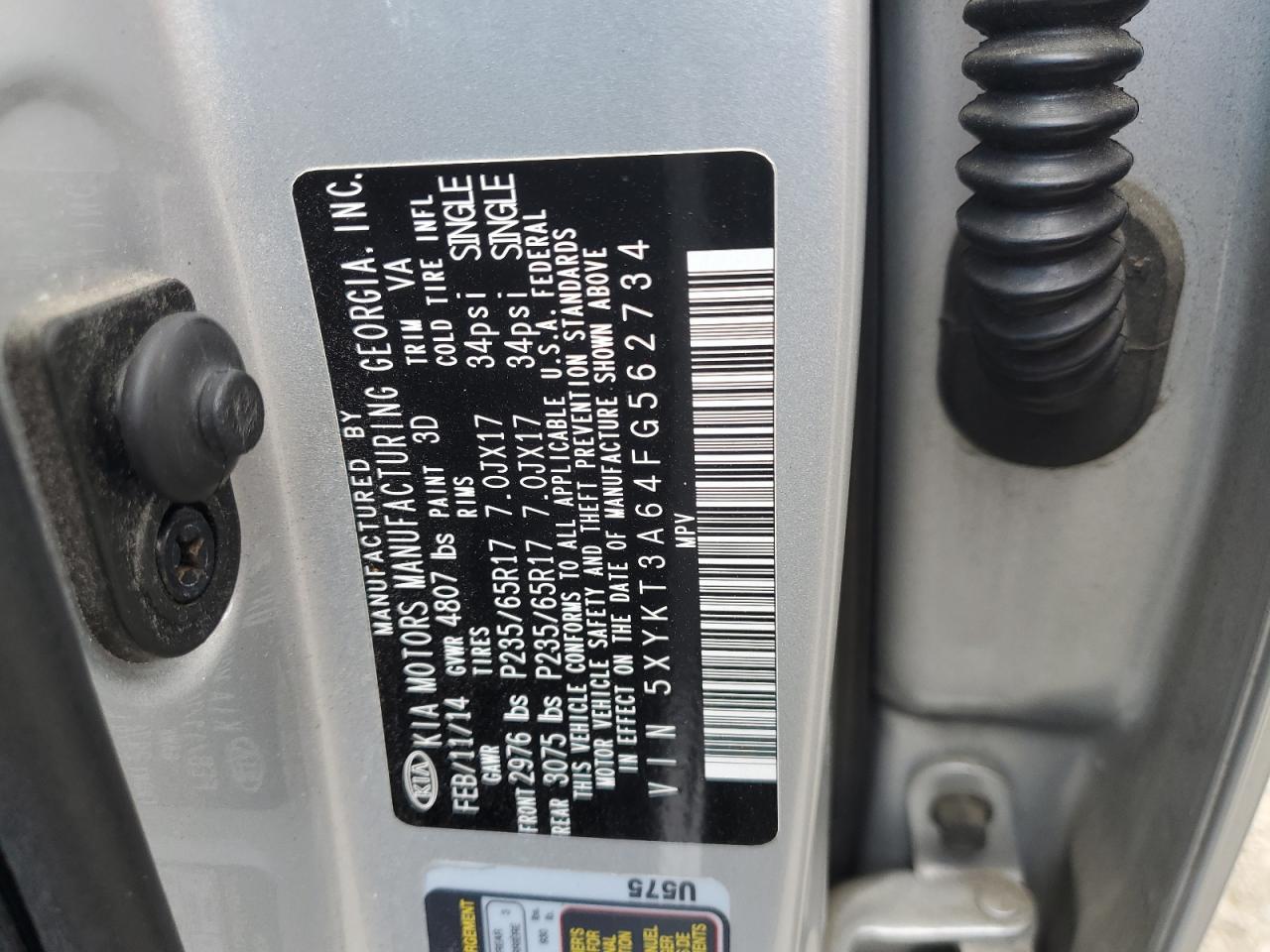 5XYKT3A64FG562734 2015 Kia Sorento Lx