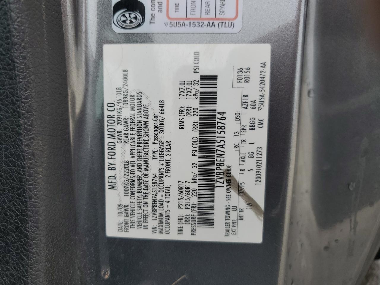 1ZVBP8EN7A5158764 2010 Ford Mustang