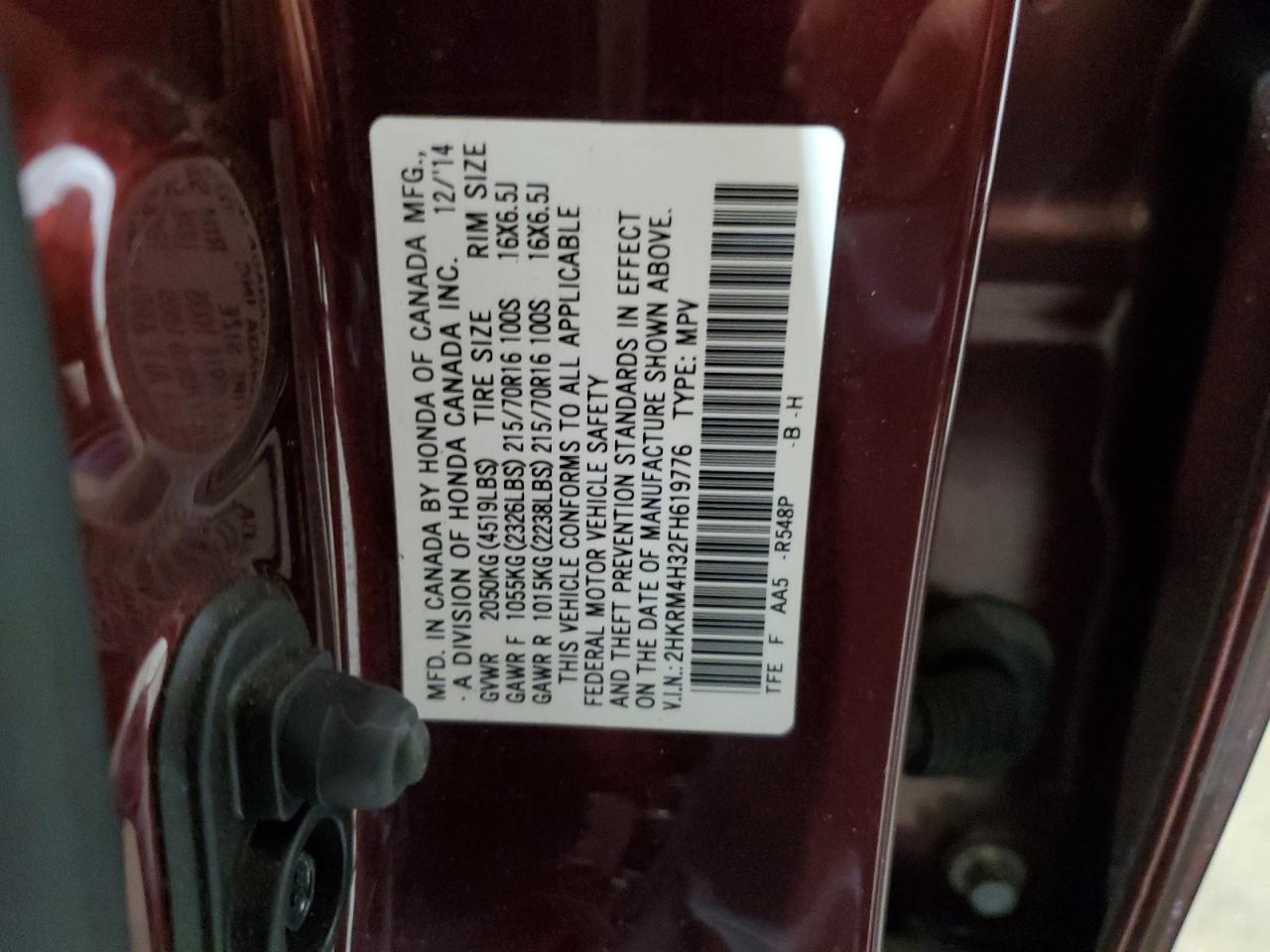 2HKRM4H32FH619776 2015 Honda Cr-V Lx