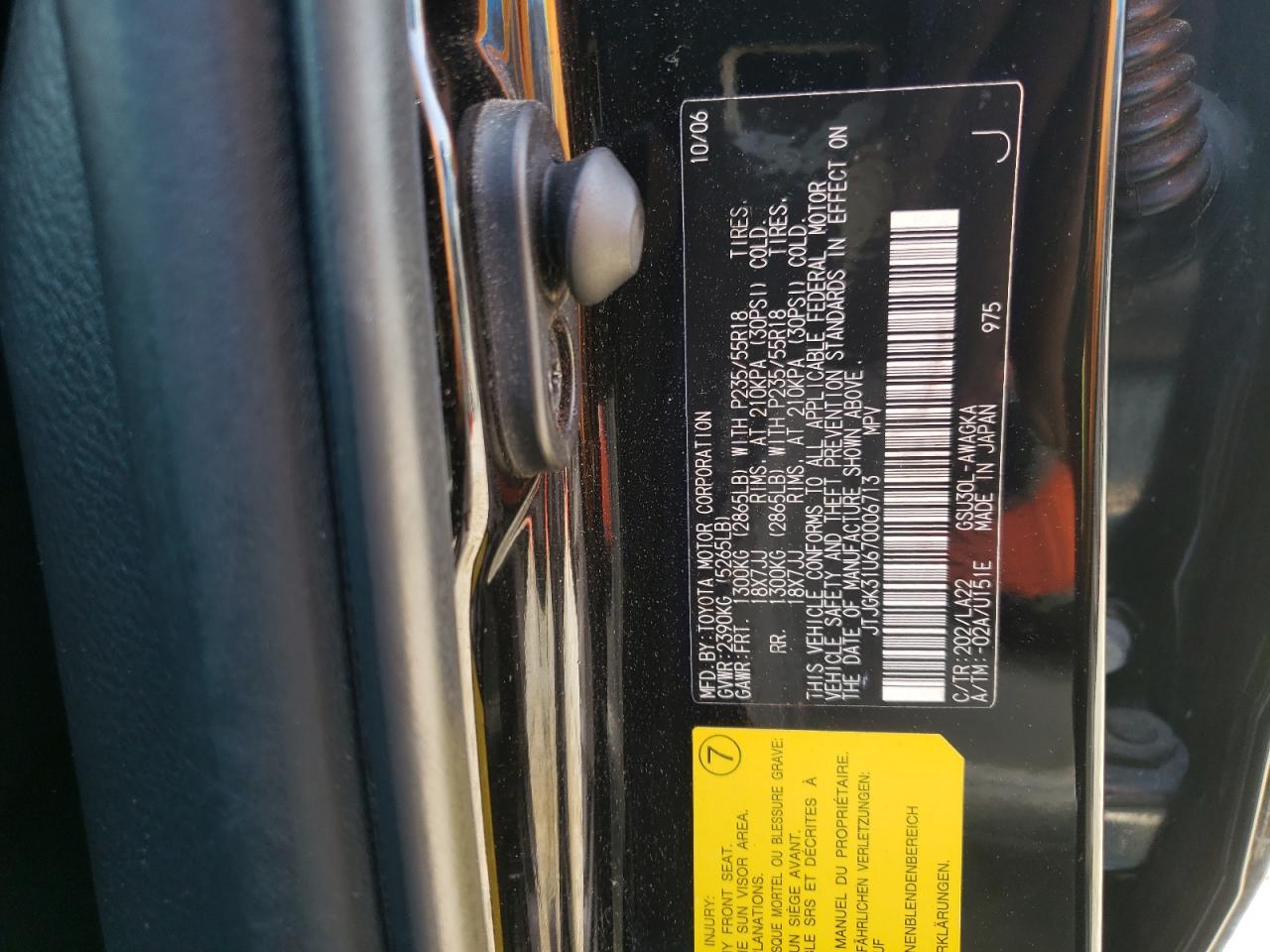 JTJGK31U670006713 2007 Lexus Rx 350