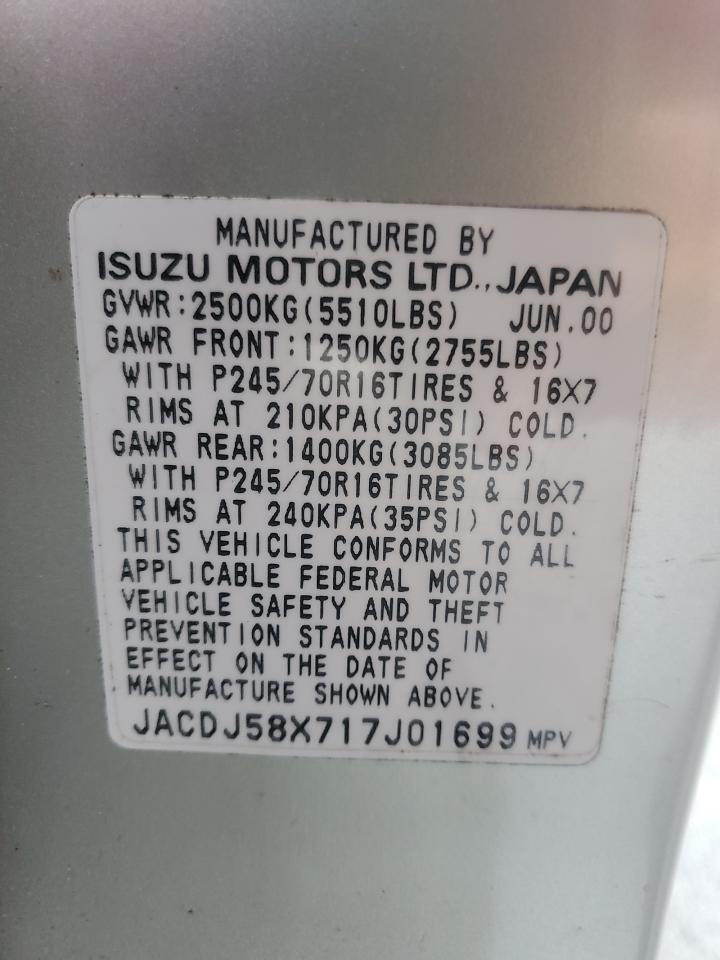 JACDJ58X717J01699 2001 Isuzu Trooper S