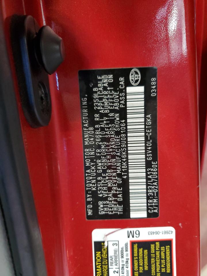 4T1BK46K59U081064 2009 Toyota Camry Se