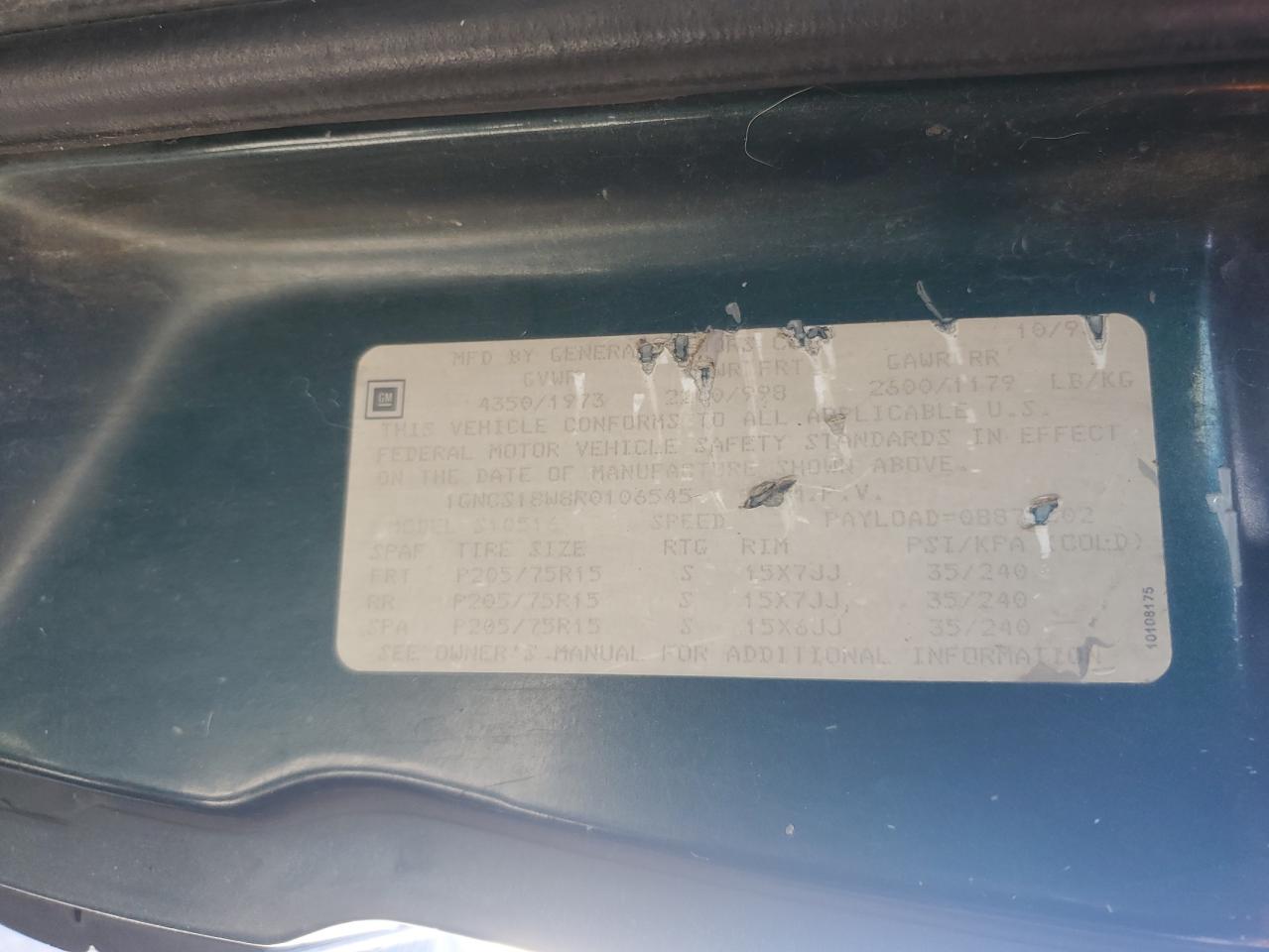 1GNCS18W8R0106545 1994 Chevrolet Blazer S10