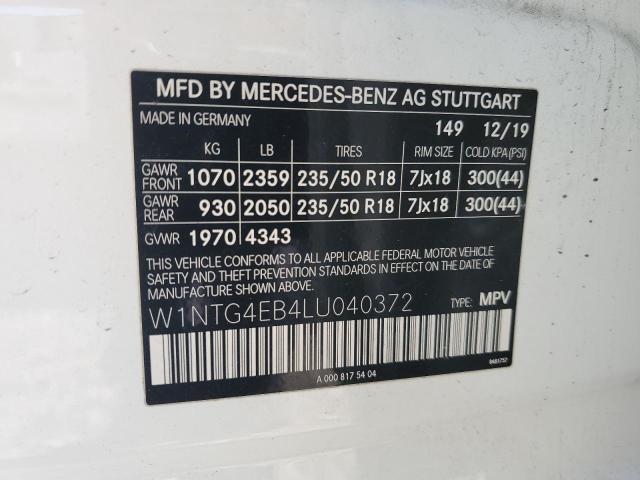 VIN W1NTG4EB4LU040372 2020 Mercedes-Benz GLA-Class,... no.12