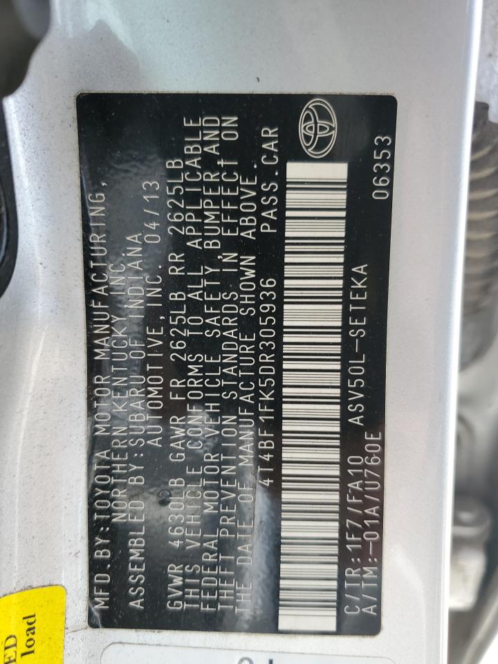 4T4BF1FK5DR305936 2013 Toyota Camry L