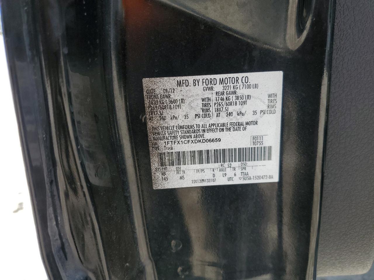 1FTFX1CFXDKD06659 2013 Ford F150 Super Cab