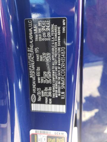 5NMJFCDE2RH354870 Hyundai Tucson SEL 12