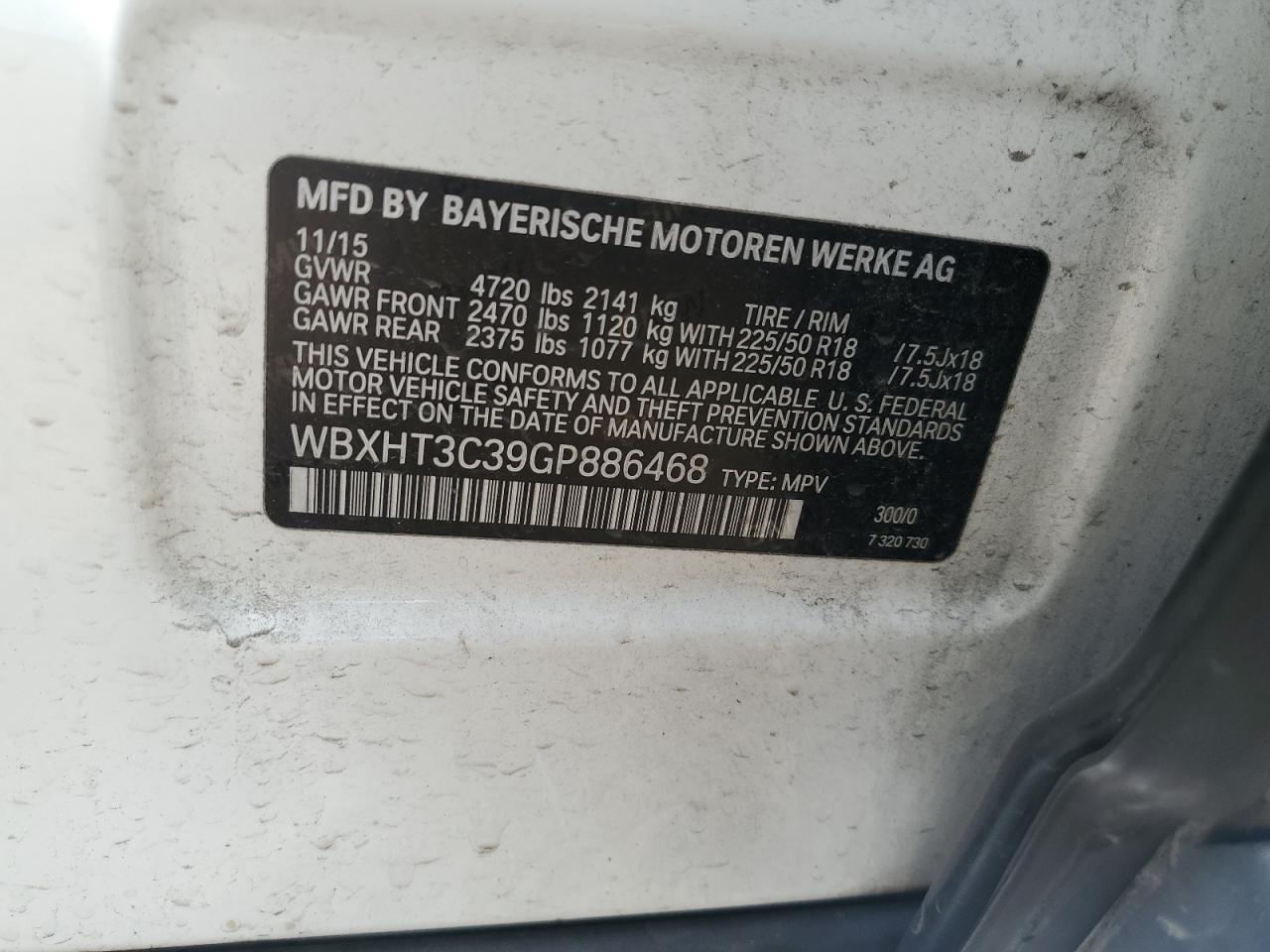 WBXHT3C39GP886468 2016 BMW X1 xDrive28I