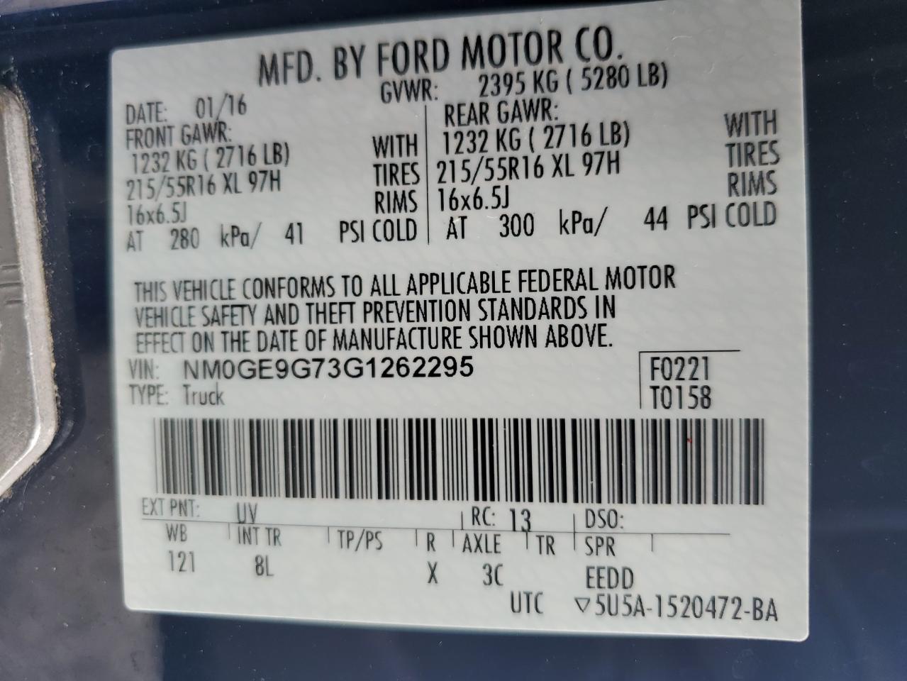 NM0GE9G73G1262295 2016 Ford Transit Connect Titanium