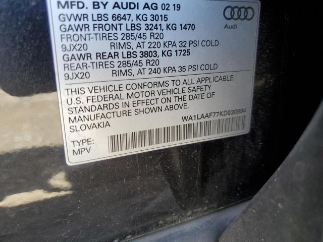 VIN WA1LAAF77KD030994 2019 Audi Q7, Premium Plus no.13