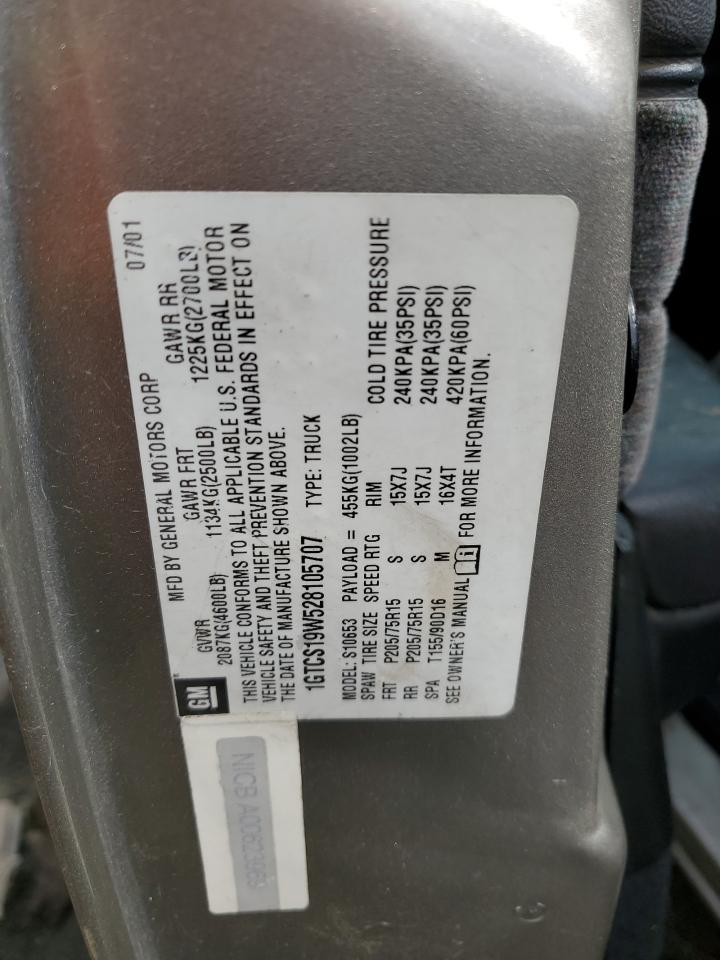 1GTCS19W528105707 2002 GMC Sonoma