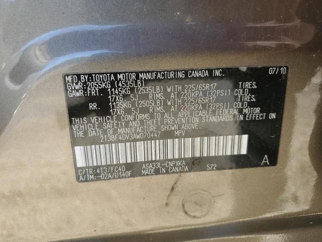 2010 Toyota Rav4 VIN: 2T3BF4DV3AW070447 Lot: 49753484