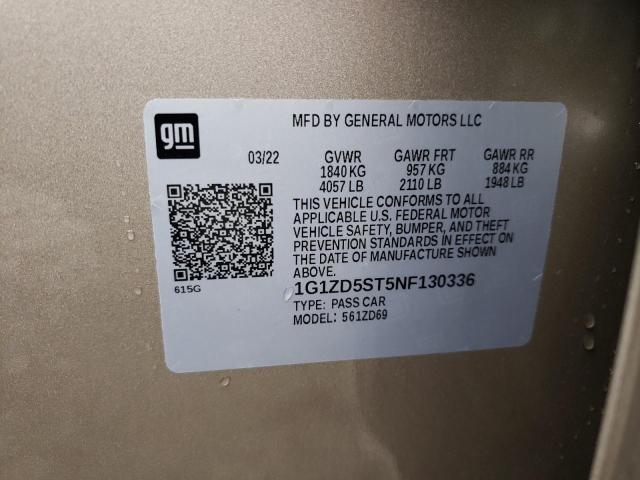 2022 Chevrolet Malibu Lt VIN: 1G1ZD5ST5NF130336 Lot: 47527484