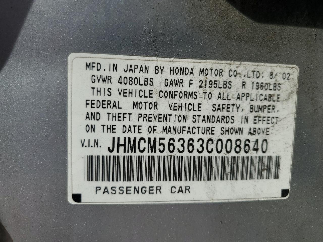 JHMCM56363C008640 2003 Honda Accord Lx