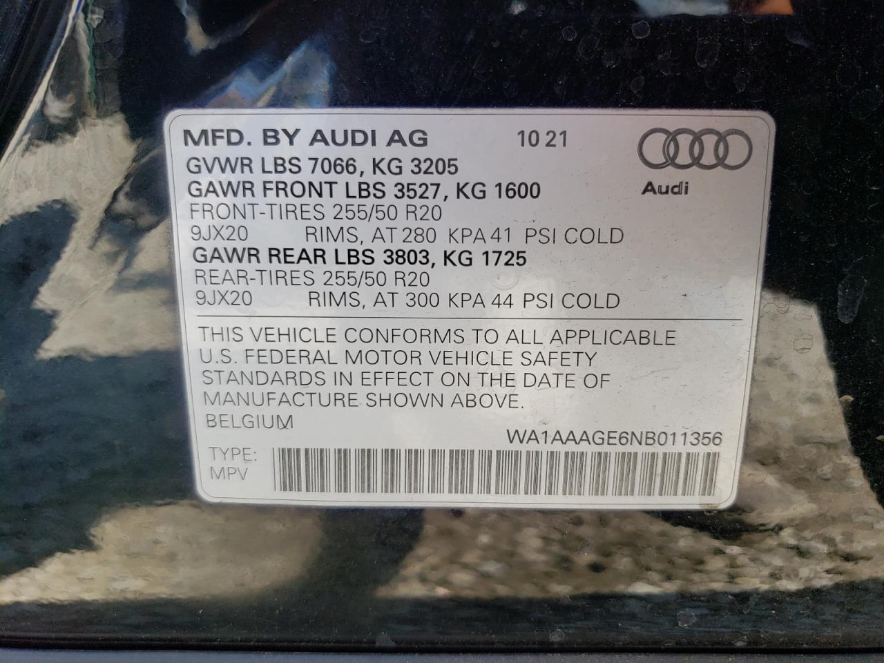 WA1AAAGE6NB011356 2022 Audi E-Tron Premium