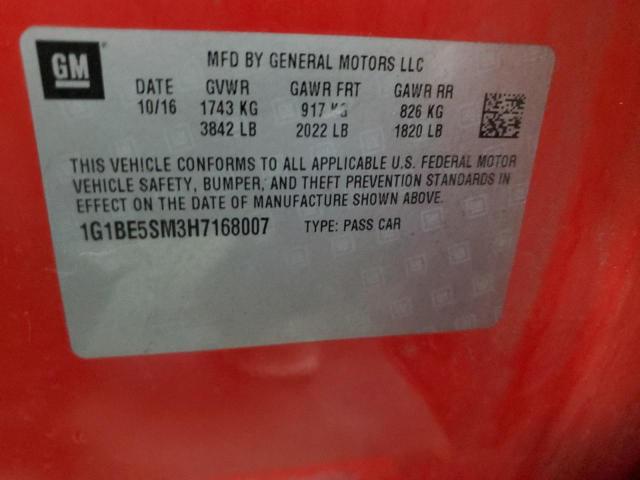 2017 Chevrolet Cruze Lt VIN: 1G1BE5SM3H7168007 Lot: 51891564