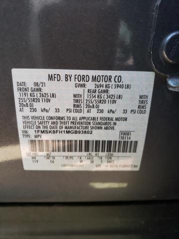 2021 Ford Explorer Limited VIN: 1FMSK8FH1MGB93802 Lot: 52002014