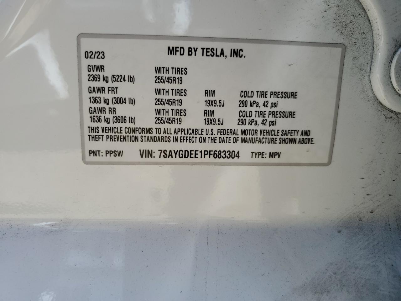 7SAYGDEE1PF683304 2023 Tesla Model Y