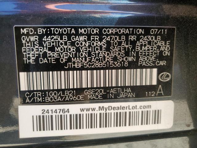 2011 Lexus Is 250 VIN: JTHBF5C28B5153618 Lot: 53126734