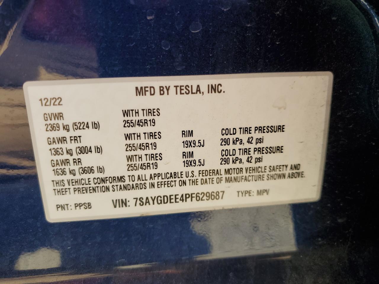 7SAYGDEE4PF629687 2023 Tesla Model Y