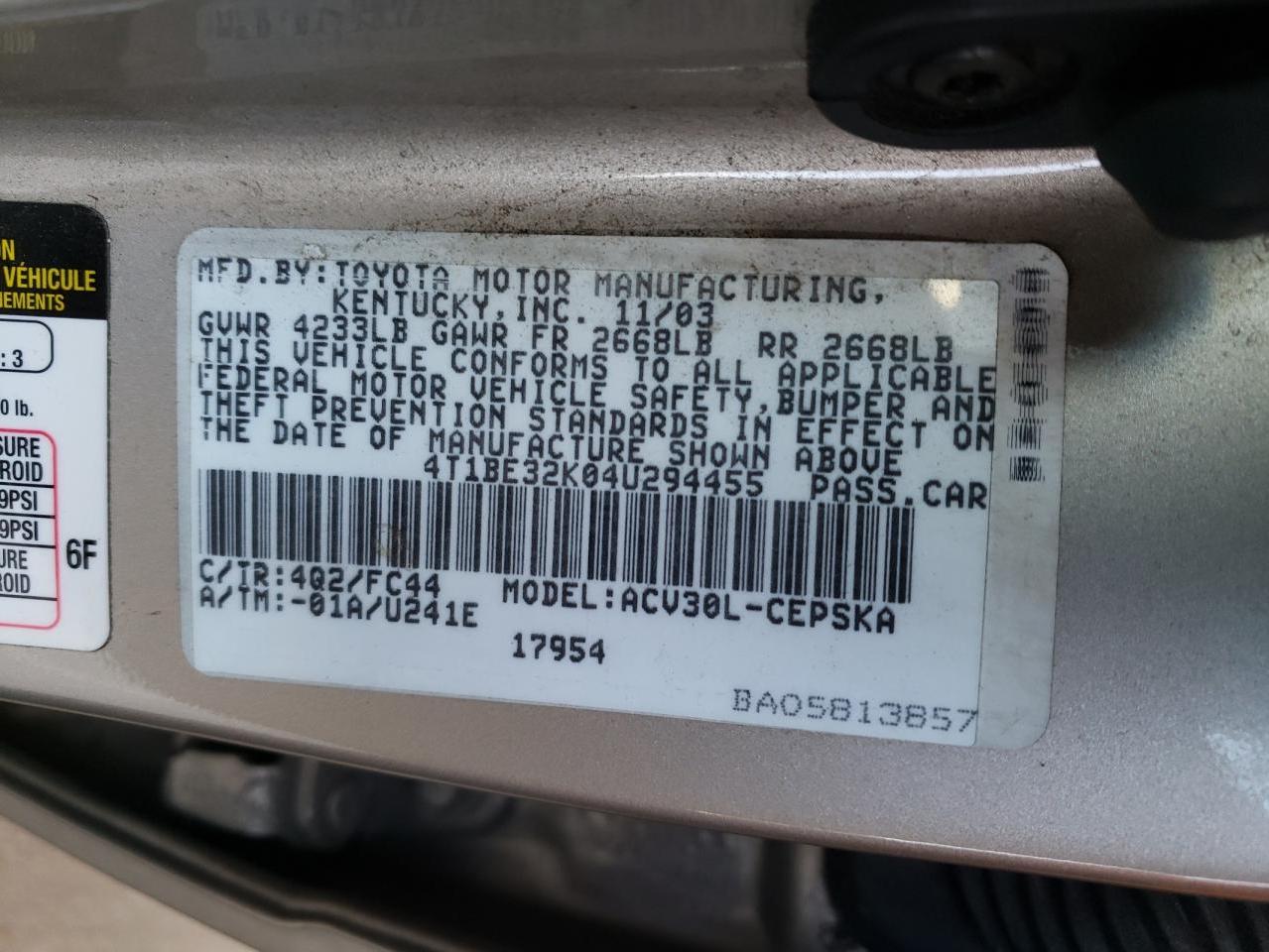 4T1BE32K04U294455 2004 Toyota Camry Le