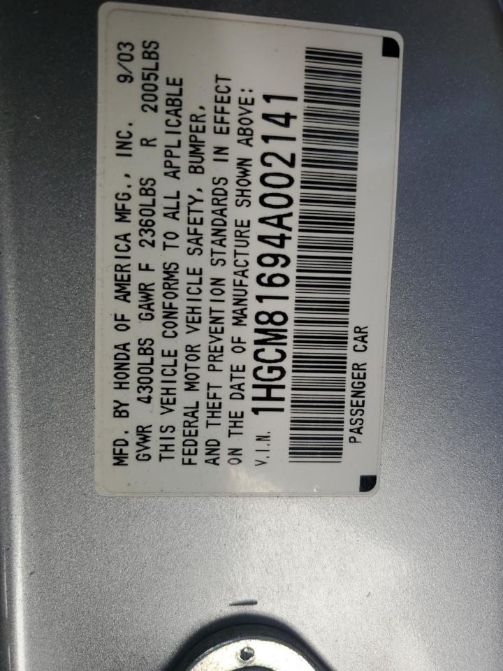 1HGCM81694A002141 2004 Honda Accord Ex