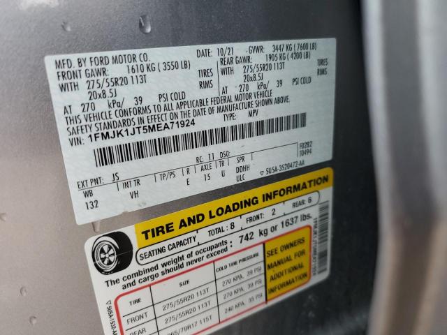 2021 Ford Expedition Max Xlt VIN: 1FMJK1JT5MEA71924 Lot: 50099534