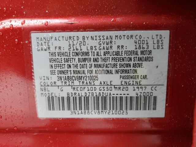 2021 Nissan Sentra Sv VIN: 3N1AB8CV8MY210025 Lot: 51102174