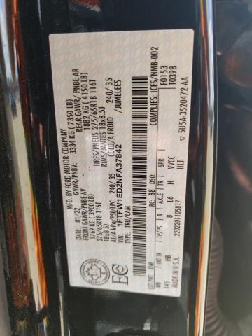 2022 Ford F150 Supercrew VIN: 1FTFW1ED2NFA37842 Lot: 50436644