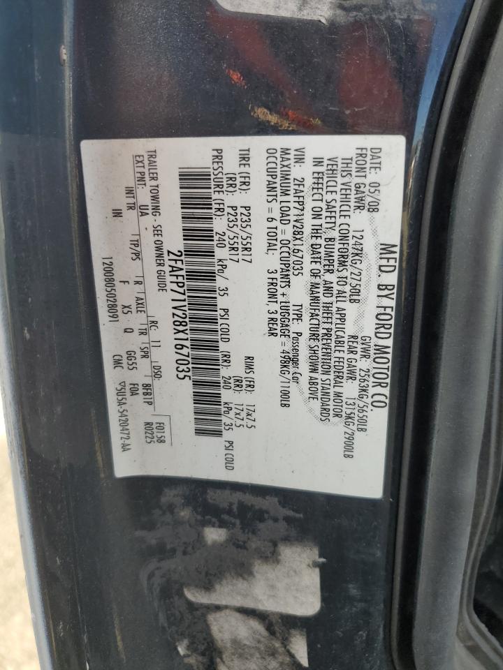 2FAFP71V28X167035 2008 Ford Crown Victoria Police Interceptor