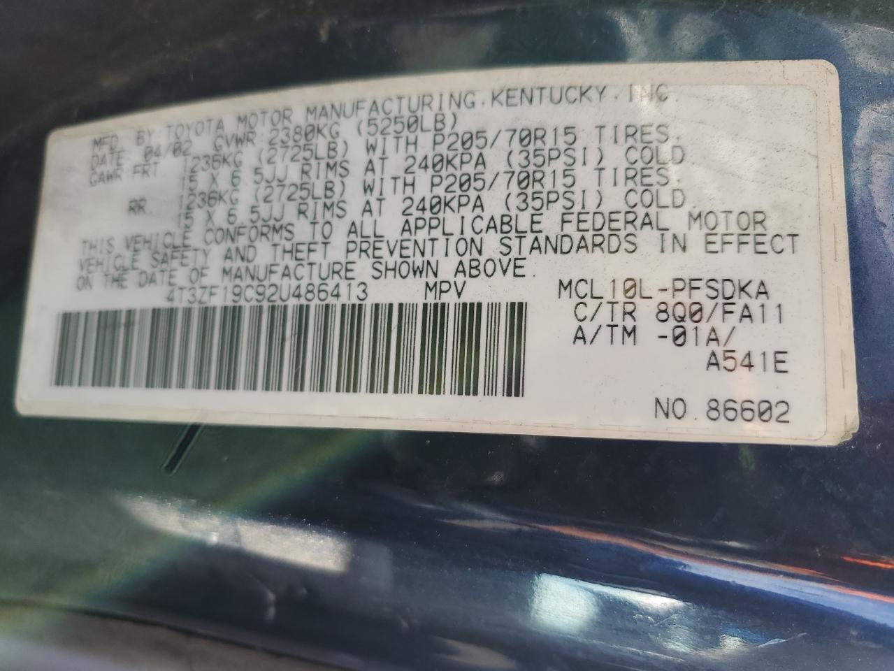 4T3ZF19C92U486413 2002 Toyota Sienna Ce