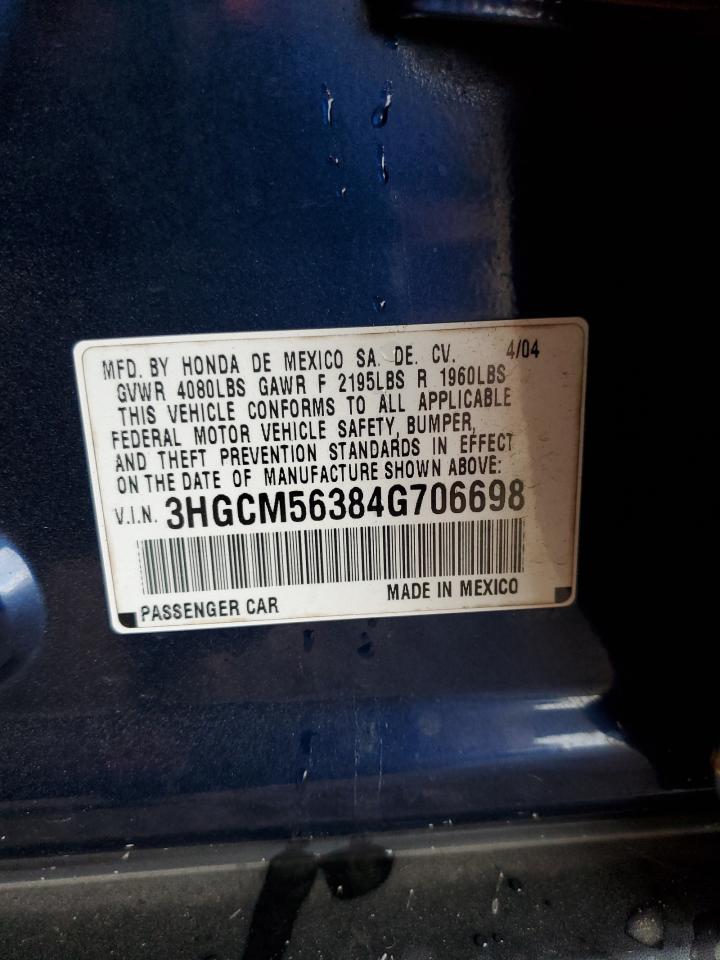 3HGCM56384G706698 2004 Honda Accord Lx