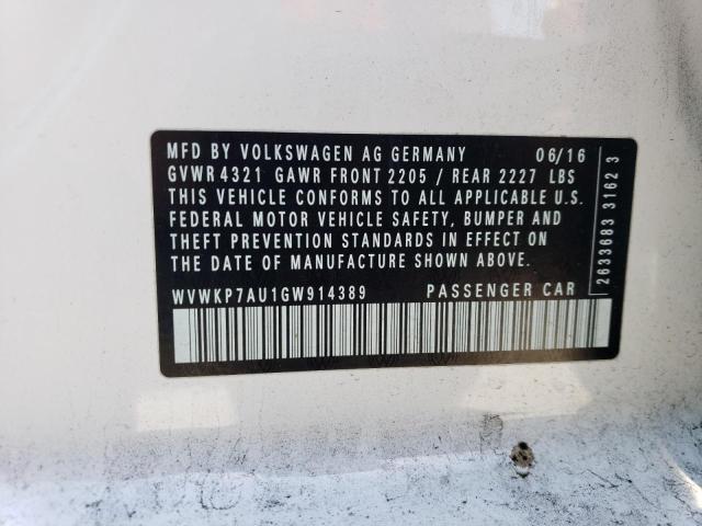 2016 VOLKSWAGEN E-GOLF SE - WVWKP7AU1GW914389