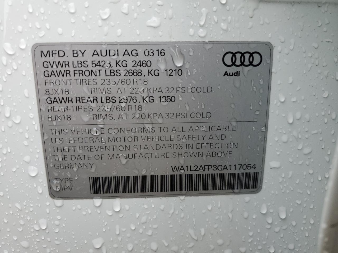 WA1L2AFP3GA117054 2016 Audi Q5 Premium Plus