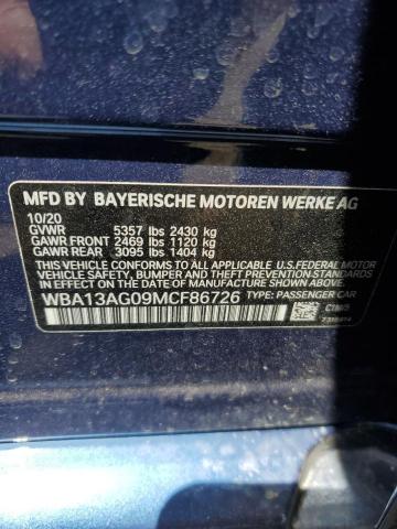 2021 BMW 530E VIN: WBA13AG09MCF86726 Lot: 52667674