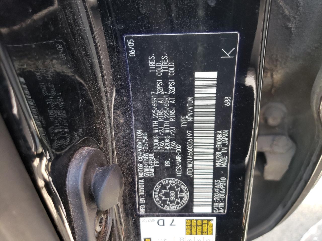 JTEHW21A660006197 2006 Toyota Highlander Hybrid