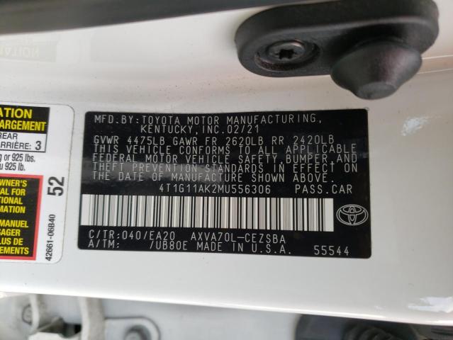 VIN 4T1G11AK2MU556306 2021 Toyota Camry, SE no.13