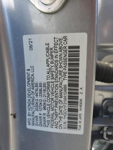 2021 Honda Accord Sport VIN: 1HGCV1F31MA104889 Lot: 52203504